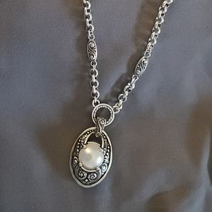 Brighton Necklace with faux pearl centerpiece